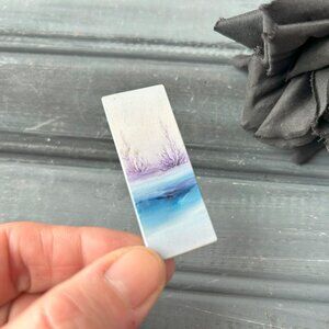 Hand-painted Signed Wood Brooch